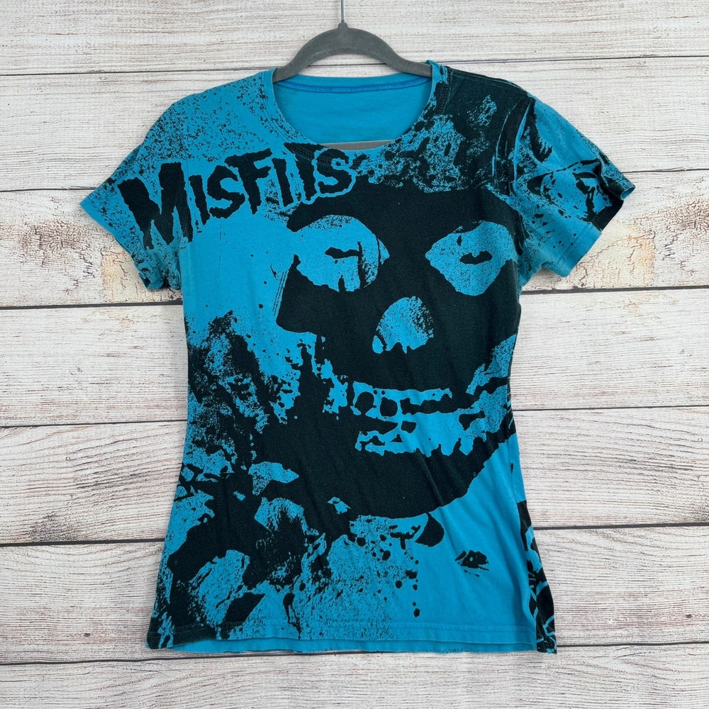Misfits Graphic T-Shirt Women Small Blue Die Die My Darling Punk Rock Tee